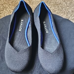 Rothy's Black Flats with Blue Trim